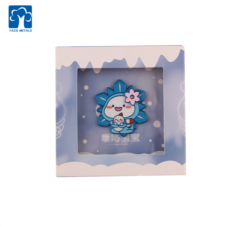BLUE electroplating creative cute badge with glitter