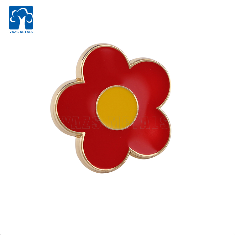 Customize cute flower soft enamel badge with epoxy cover