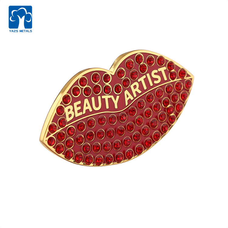 Custom made cultural creative gift pin with rhinestone