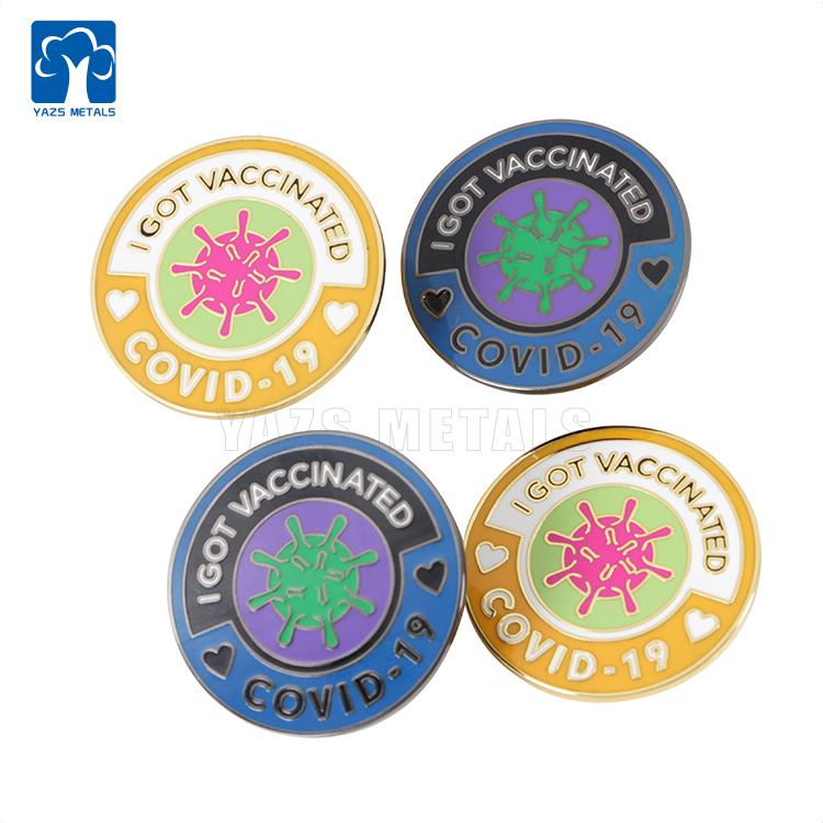 I got Covid-19 vaccination brass hard enamel pin