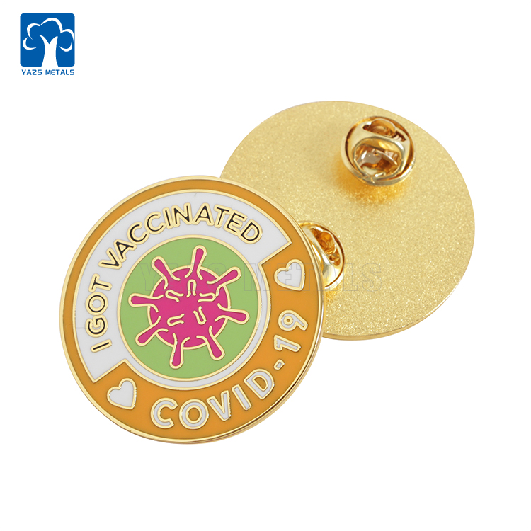 I got Covid-19 vaccination brass hard enamel pin