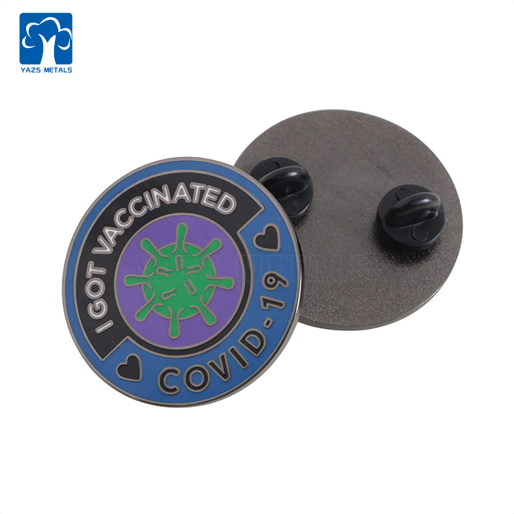 I got Covid-19 vaccination brass hard enamel pin