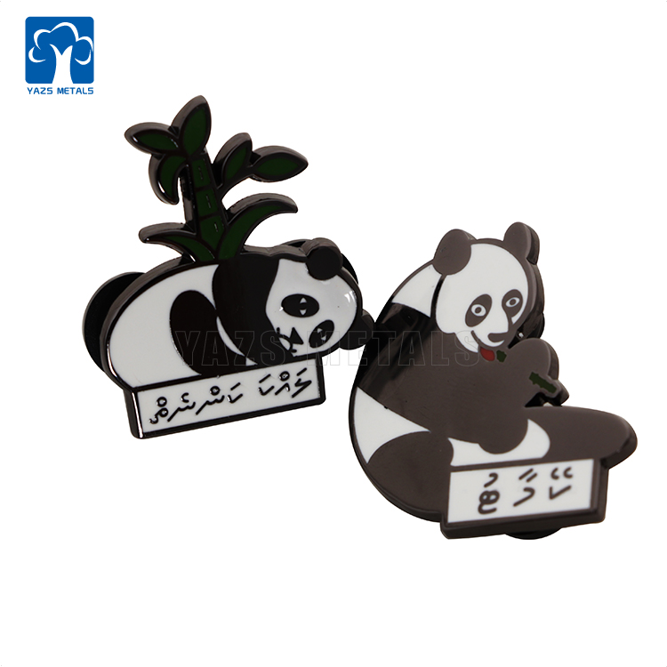Cute animal panda hard enamel metal lapel pin