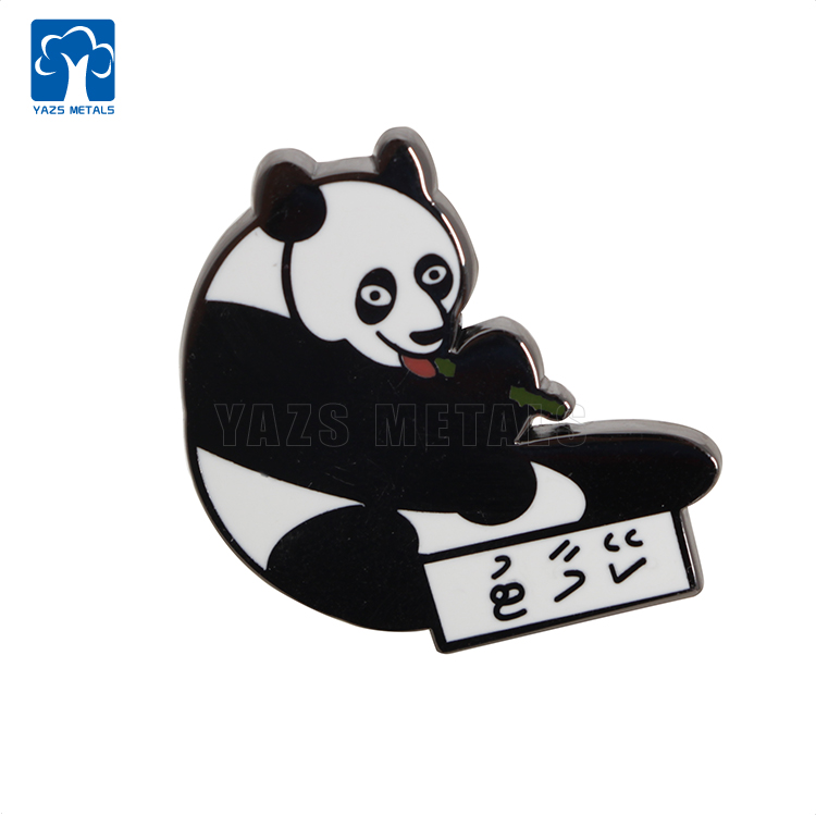Cute animal panda hard enamel metal lapel pin