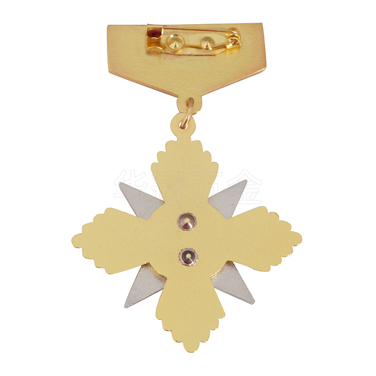 Custom gold silver 2 layer riveting medal