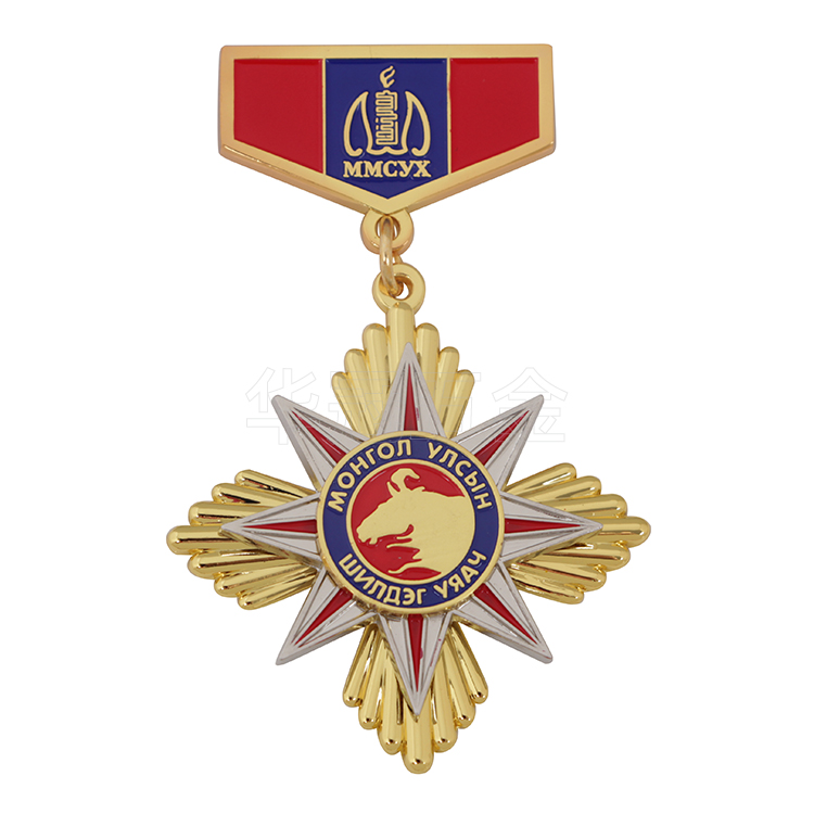 Custom gold silver 2 layer riveting medal