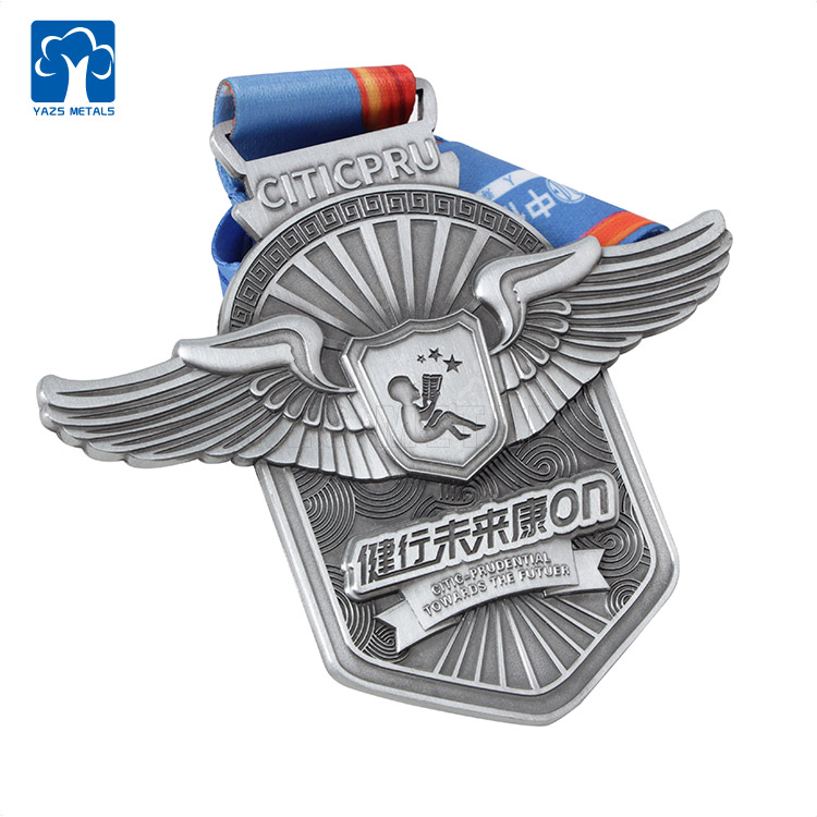 Antique Silver Marathon Sports Finisher Medal