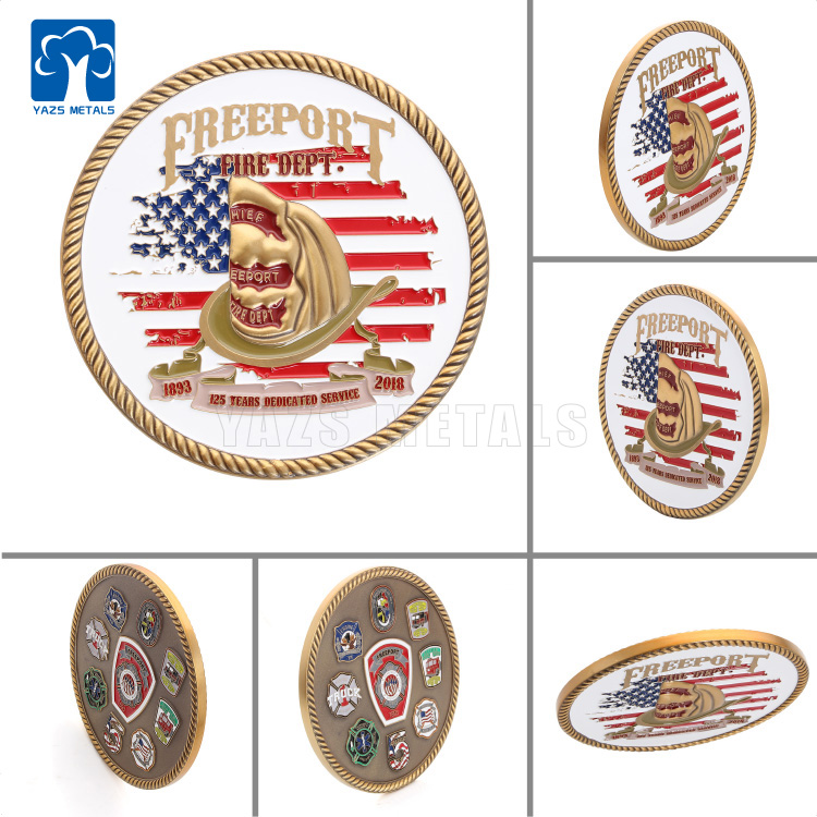 Antique Brass Soft Enamel US American Challenge Coin