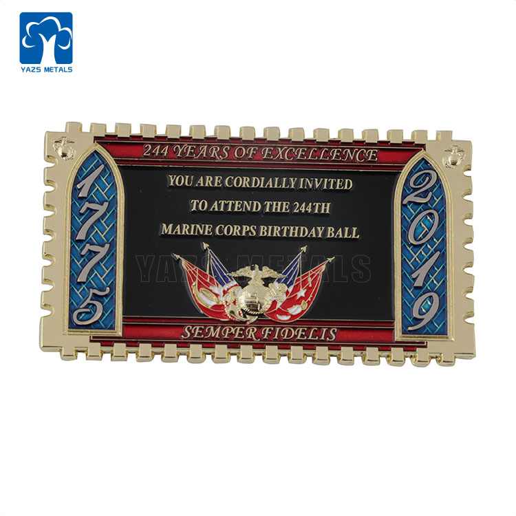 Translucent Enamel USMC Brass Challenge Coin