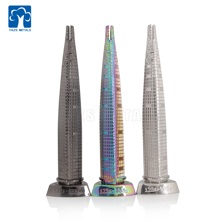 Custom 3D metal tower office home ornaments