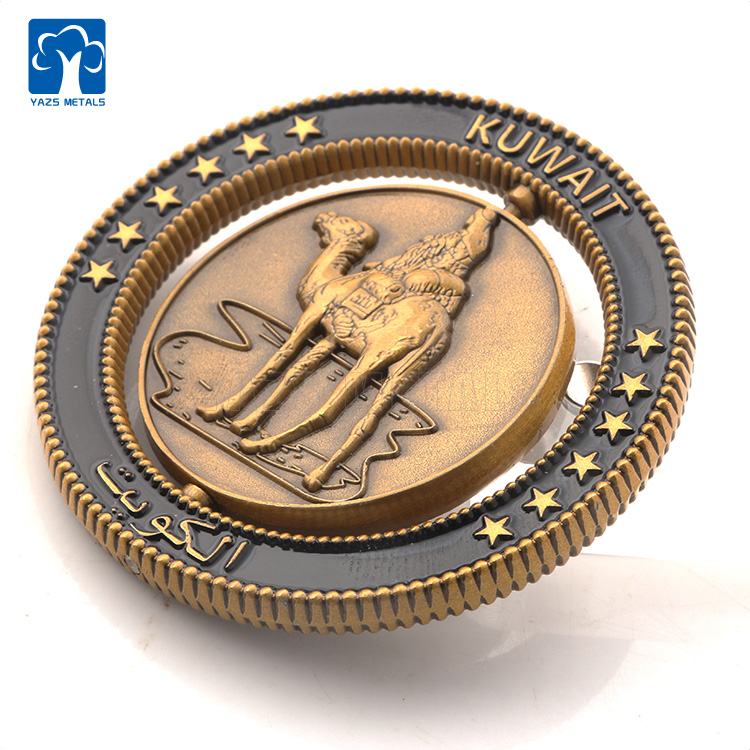 KUWAIT 3D Metal Soft enamel rotating challenge coin