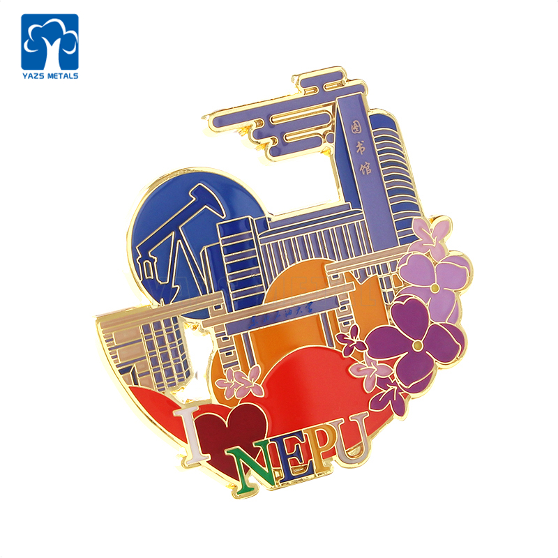 Custom cultural creative tourist attraction metal enamel pin