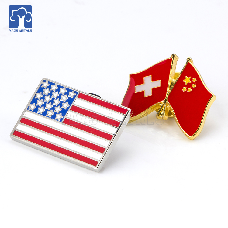 US China Friendly Country Flag Metal Pin