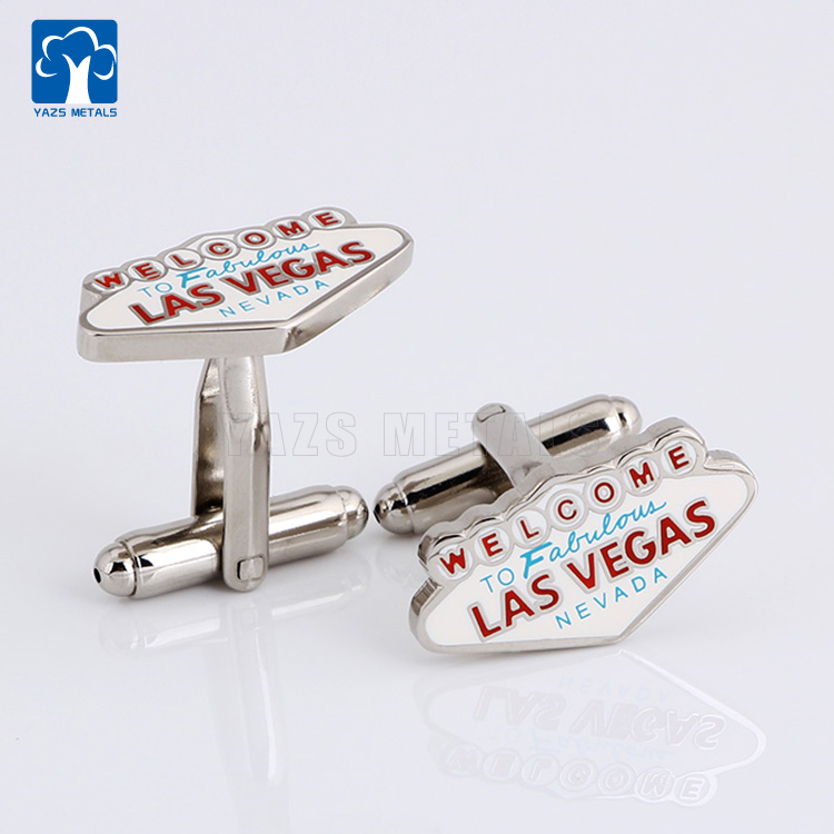 Custom high quality hard enamel LAS VEGAS brass cuff link