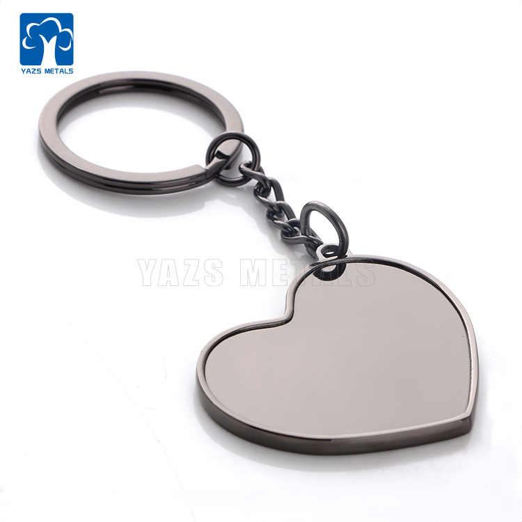 Heart shape DIY print lovers metal blank keychain