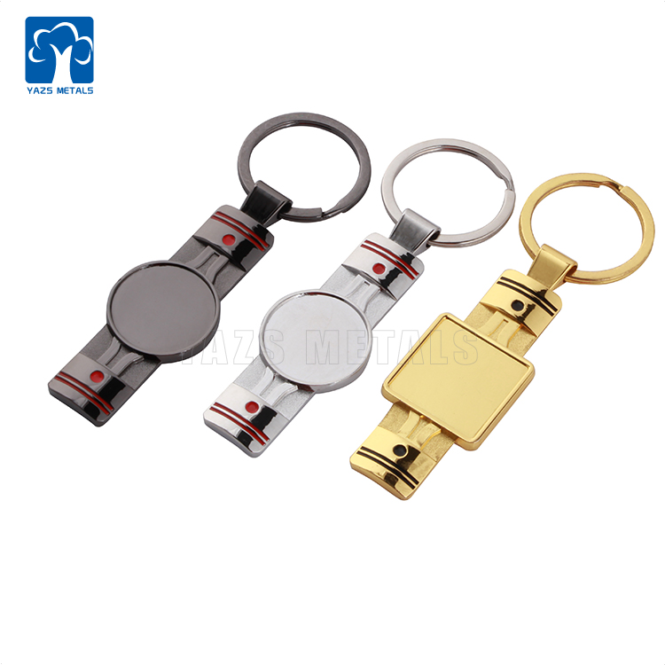 European hot selling piston car license brand number keychain