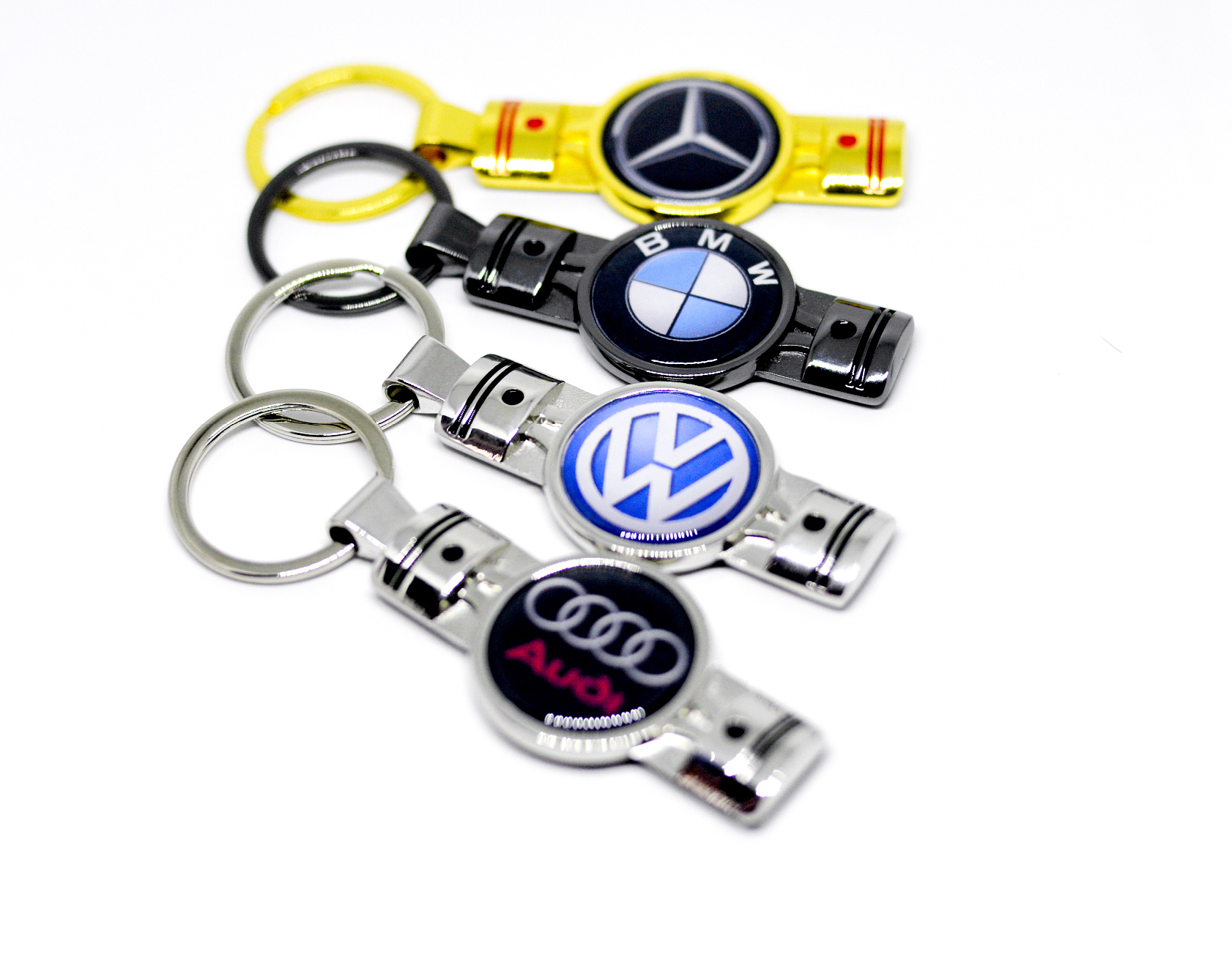 European hot selling piston car license brand number keychain